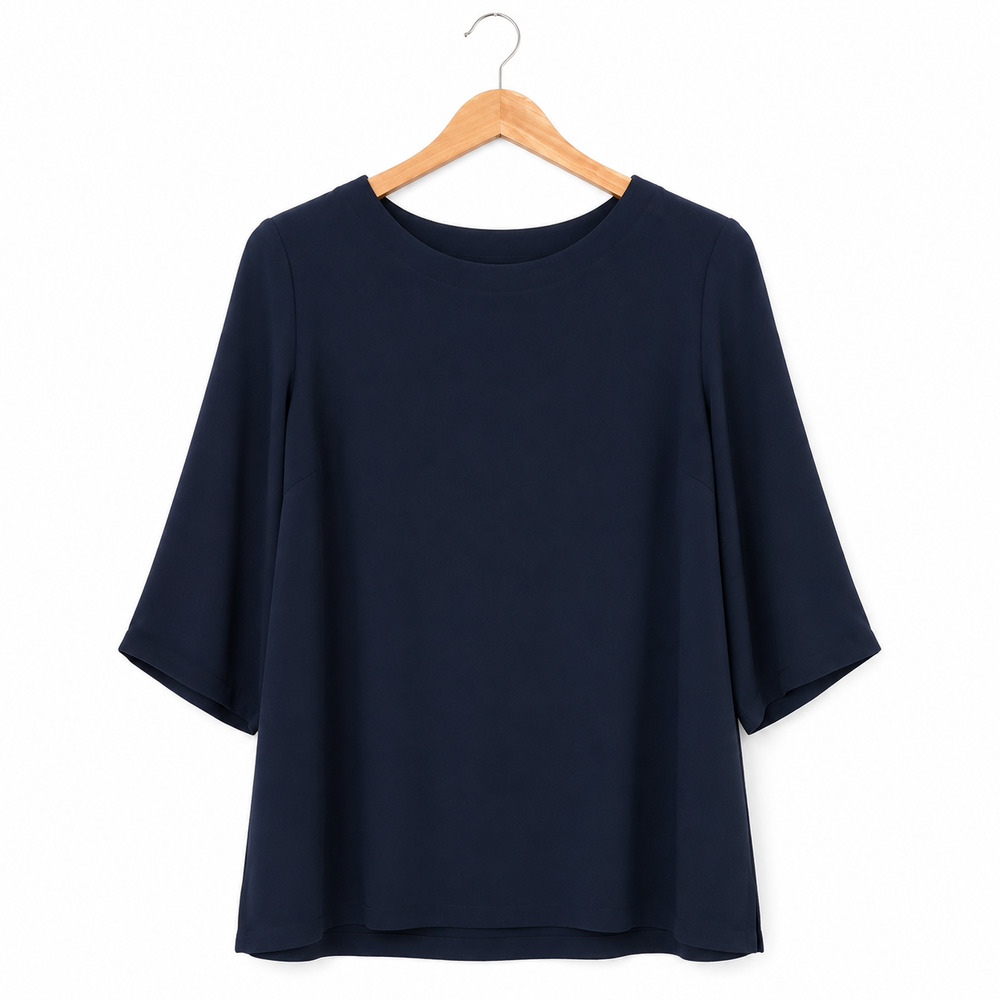 J Jill Wearever Collection Easy Care Top Womens Size Medium Navy Blue Career